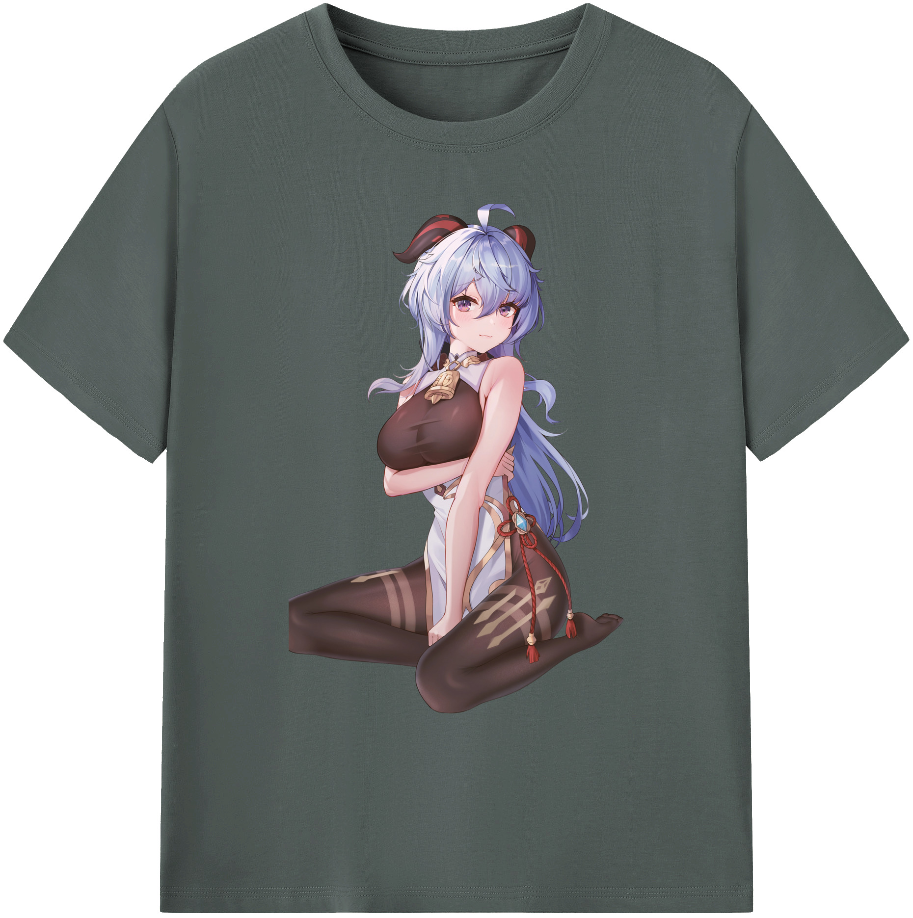 げんし神 甘雨 かんう genshin Ganyu 綿100％ メンズ半袖Tシャツ｜肌触りやわらか＆通気性